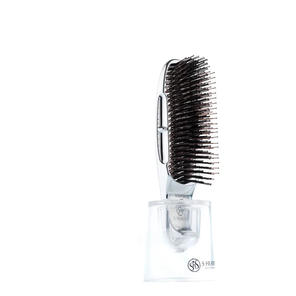 S.Heart.S - Cepillo para cabello Mini Scalp+ para cabellos gruesos | Plateado