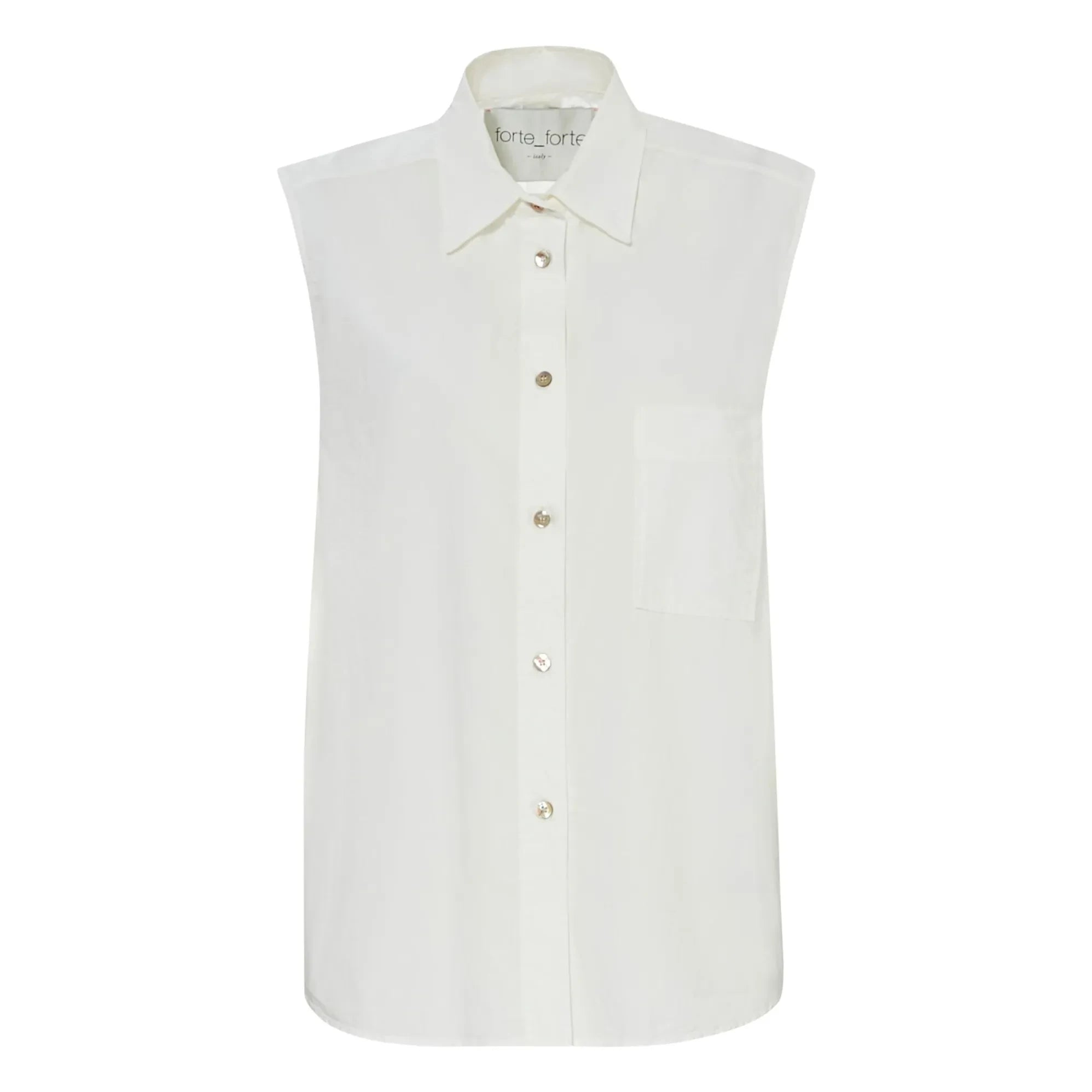 Forte Forte - Blusa sin mangas de popelín de algodón | Blanco