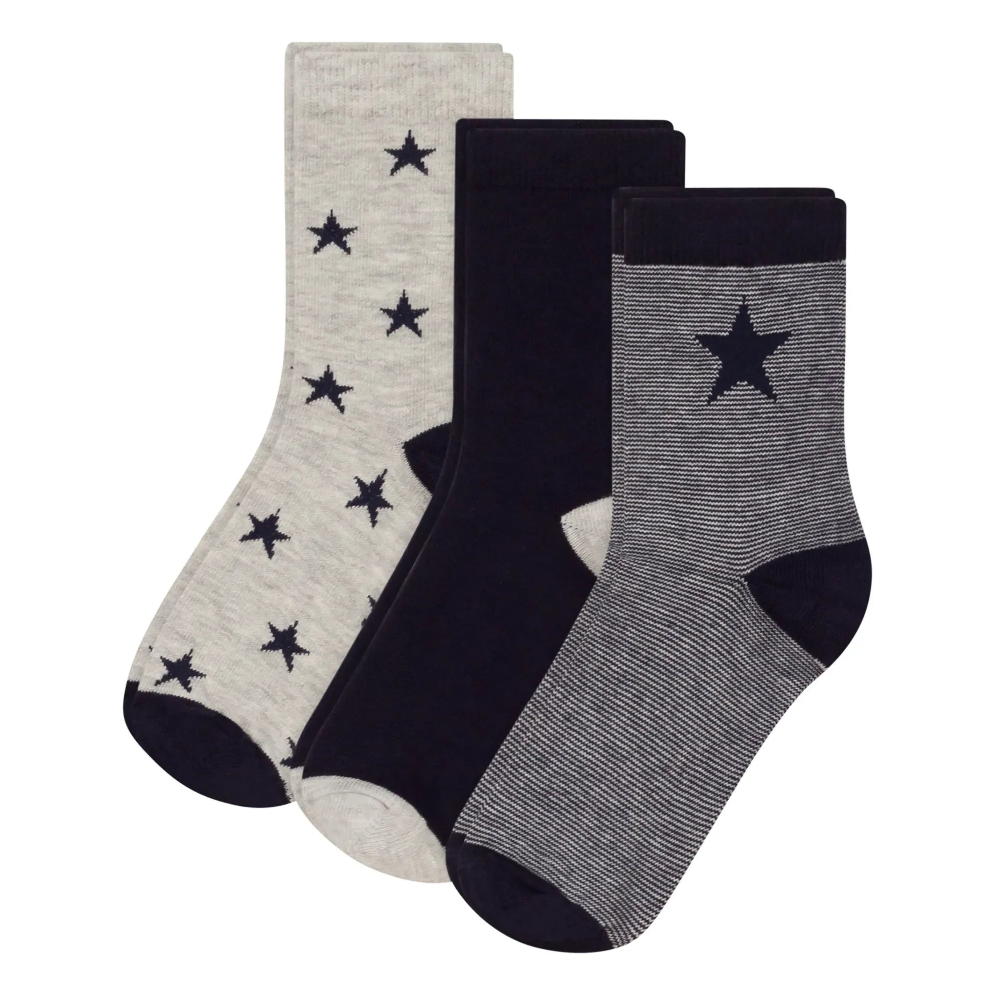 Petit Bateau - Set de 3 Calcetines con Estrellas | Azul Marino