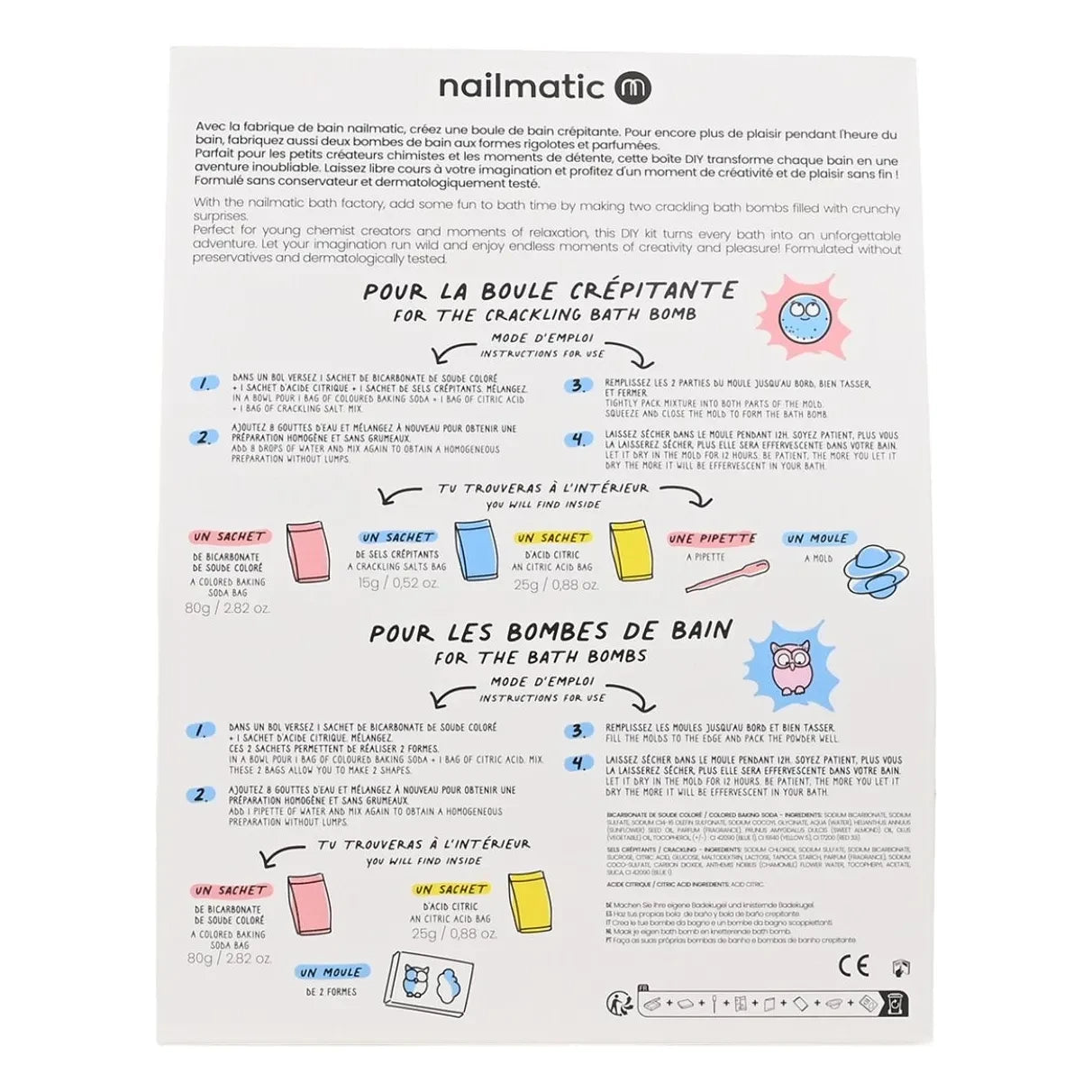 Nailmatic Kids - Kit bombas de baño La Fabrique - 3 bombas | Rosa