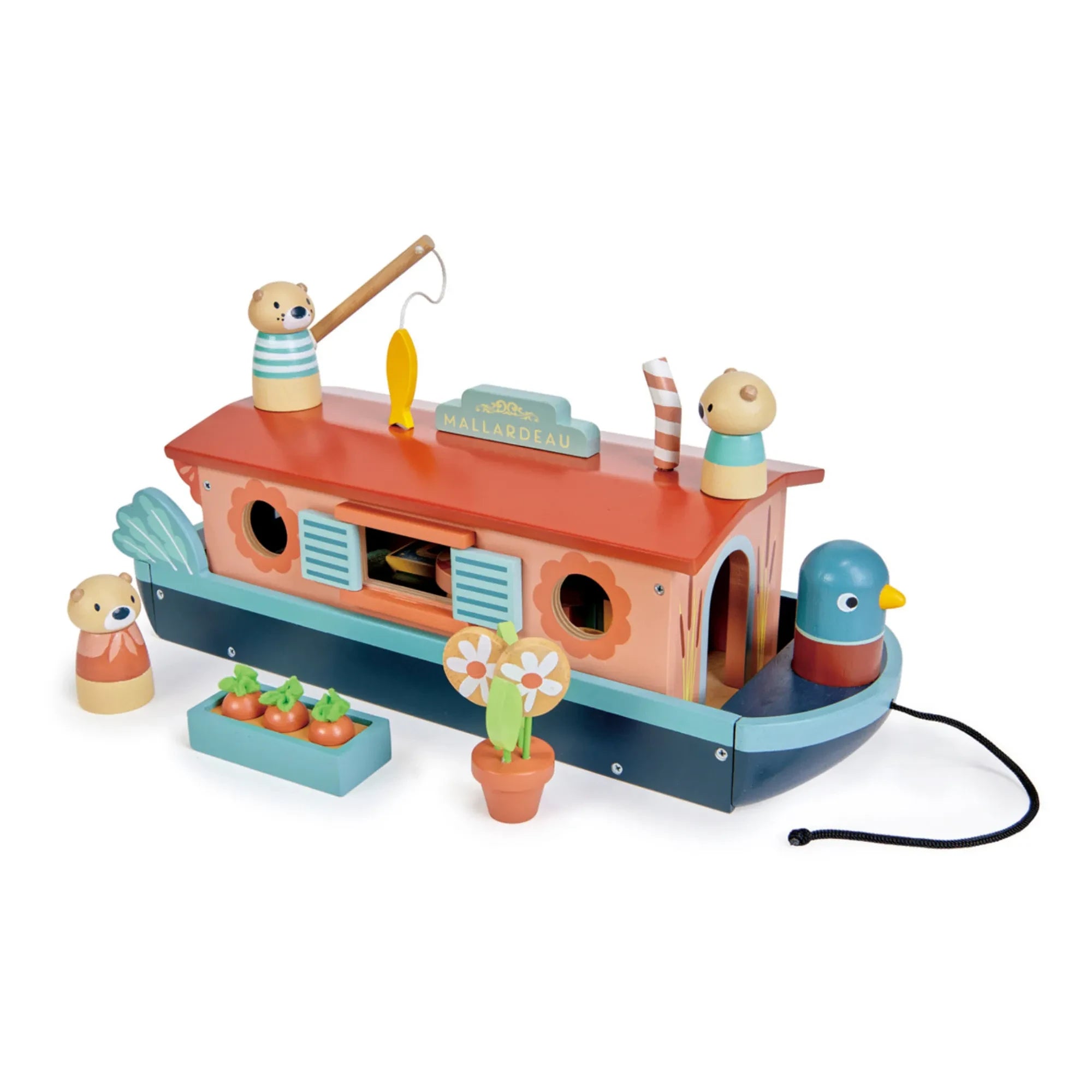 Tender Leaf Toys - Barcaza de la familia de las nutrias