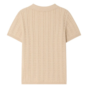 Bonpoint - Elendir Polo de punto fino acanalado | Beige jaspeado