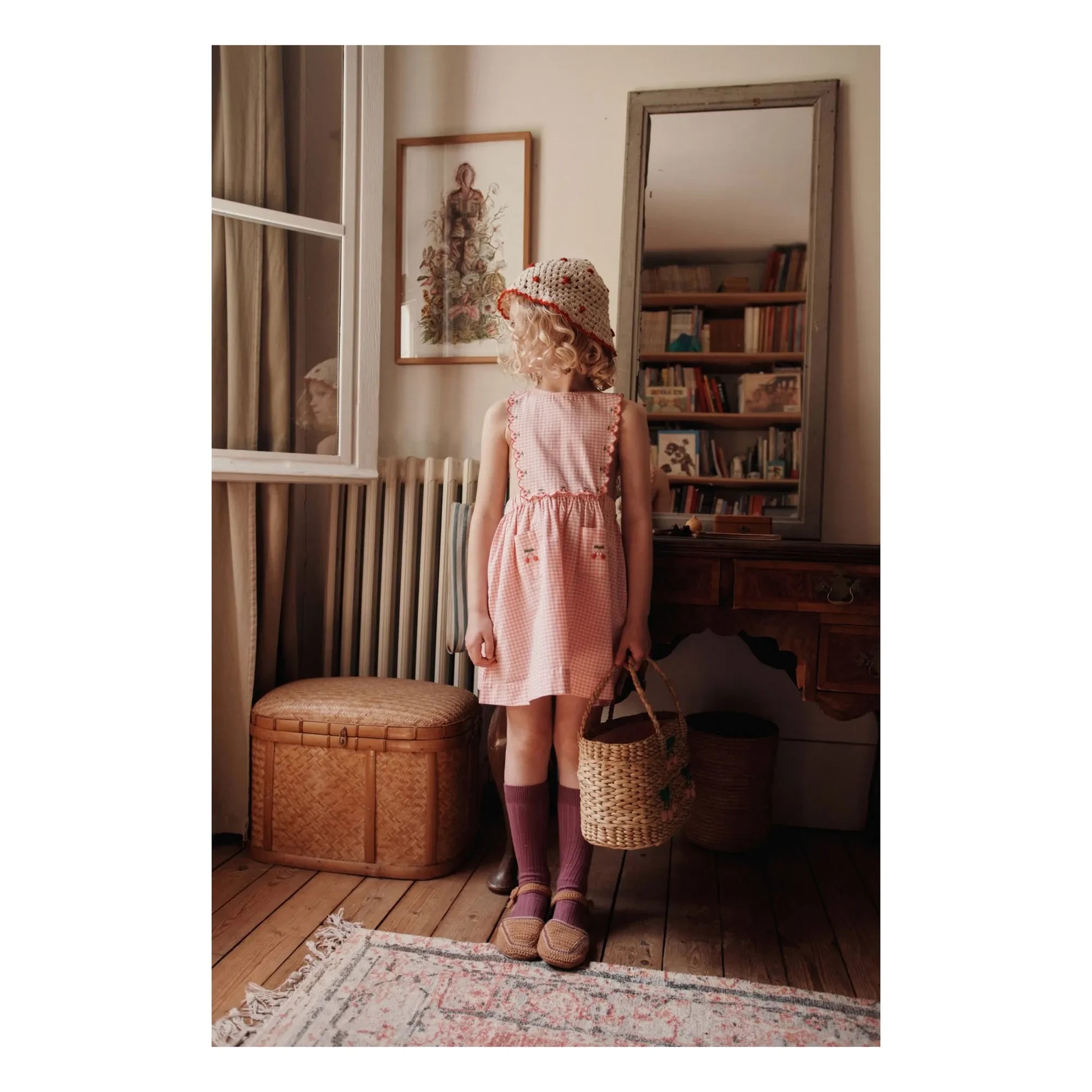 Emile et Ida - Vestido de Peto a Cuadros de Algodón Orgánico | Rosa