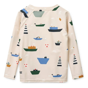Liewood - Camiseta anti-UV Noah Bateaux Fibras recicladas | Crudo
