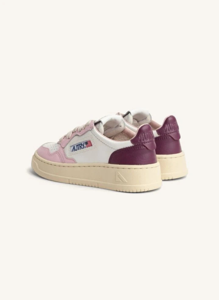 Autry - Zapatillas deportivas bajas de cuero bicolor para niños | Rosa