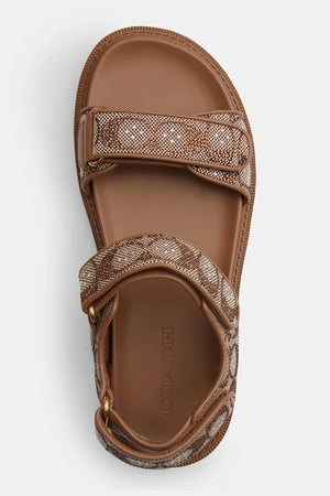 Coach Brynn Crystal Signature Sandalia de Cuero Plana para Mujer