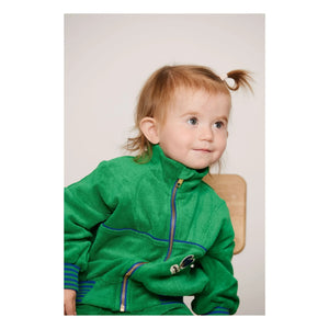 Mini Rodini - Sudadera con cremallera de rizo de algodón orgánico | Verde