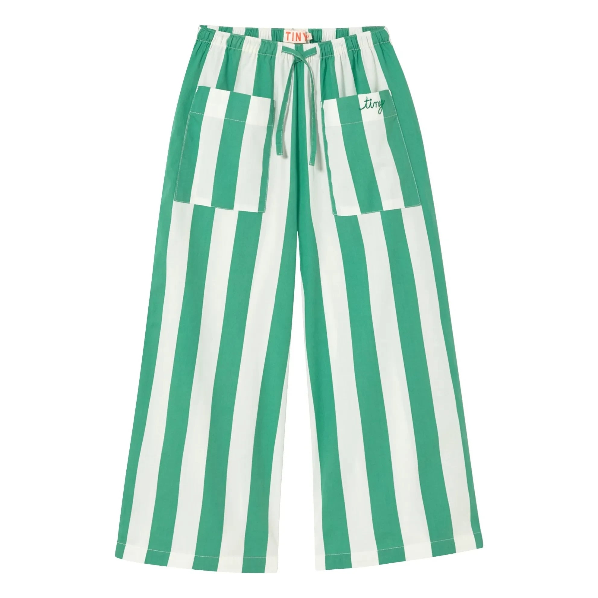 Tinycottons - Pantalón pequeño a rayas verdes