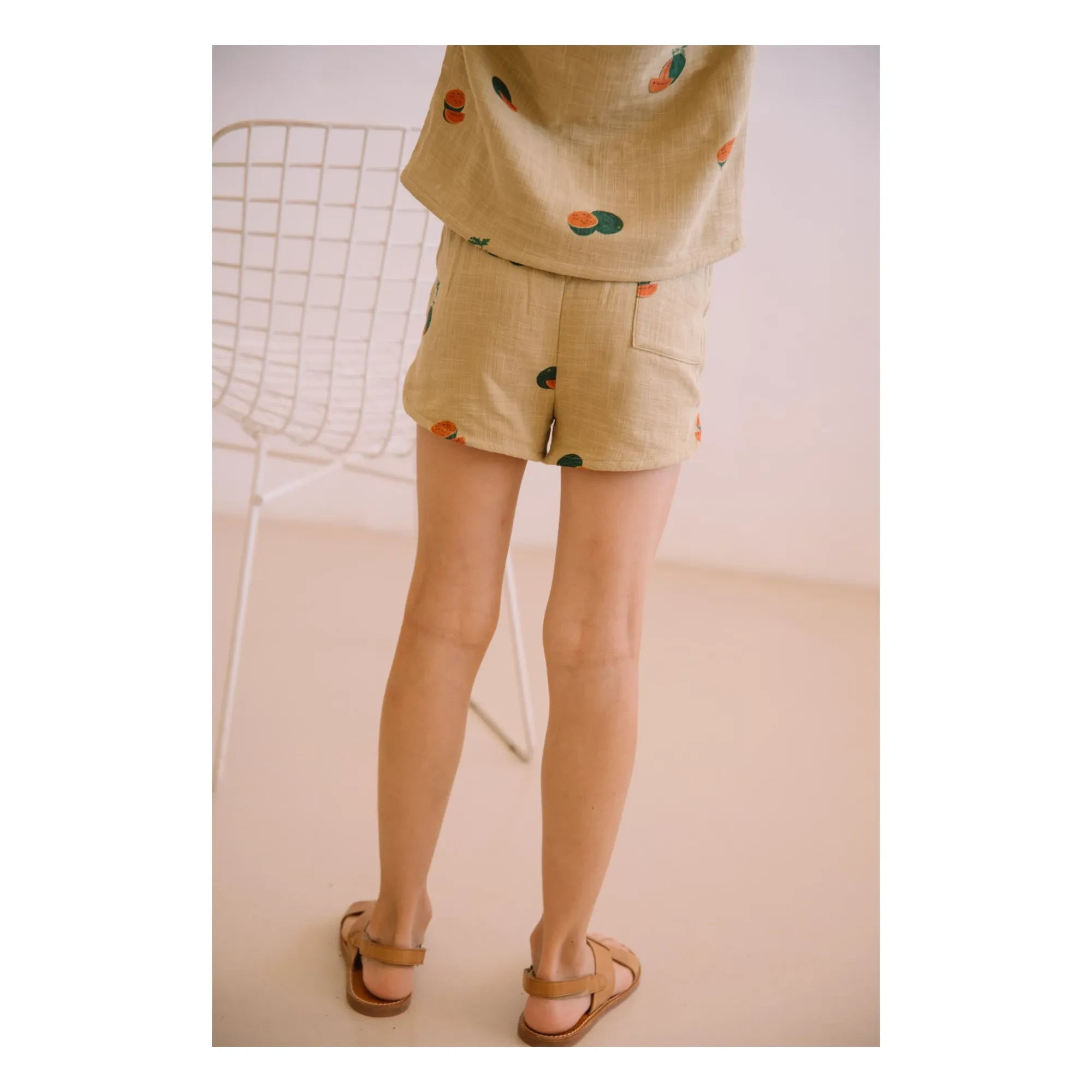 Studio Bohème - Short Georgette Gasa de Algodón Orgánico con Estampado de Sandía | Salvia