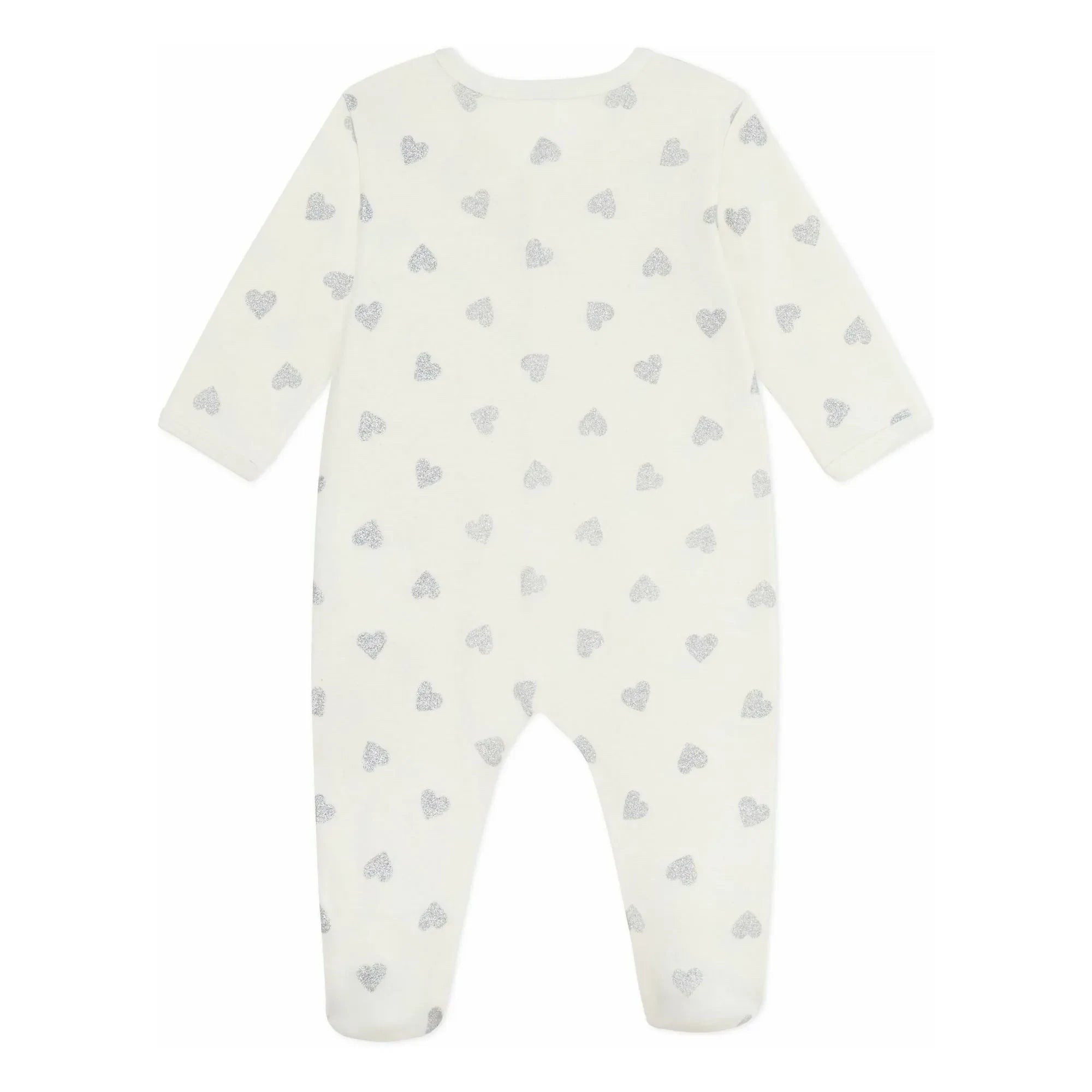 Petit Bateau - Pijama Corazones Purpurina Algodón Orgánico | Crudo