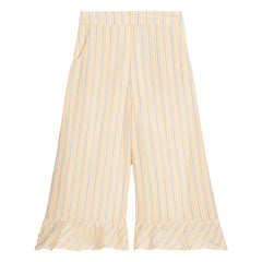 Louise Misha - Pantalones con Volantes de Algodón Orgánico a Rayas Loukie | Amarillo