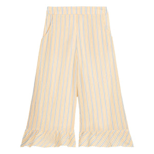 Louise Misha - Pantalones con Volantes de Algodón Orgánico a Rayas Loukie | Amarillo