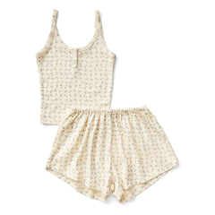 Soor Ploom - Conjunto de camiseta de tirantes y shorts de algodón orgánico con flores, favorito | Rosa empolvado
