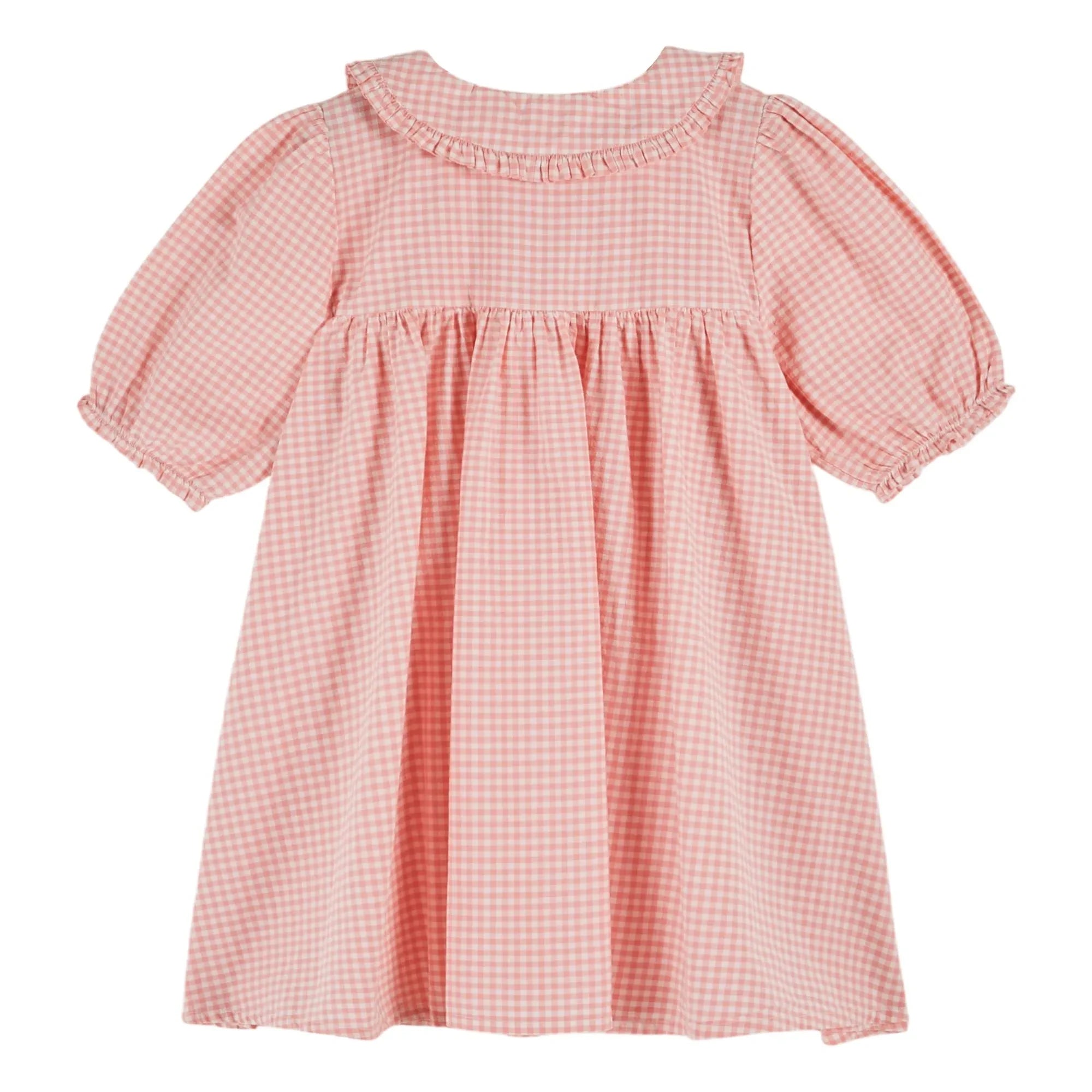 Emile et Ida - Vestido maxi de cuadros de guinga de algodón orgánico | Rosa