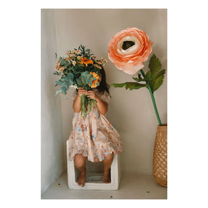 Lilinoa - Vestido de Voile de Algodón con Estampado Floral Maeva | Melocotón