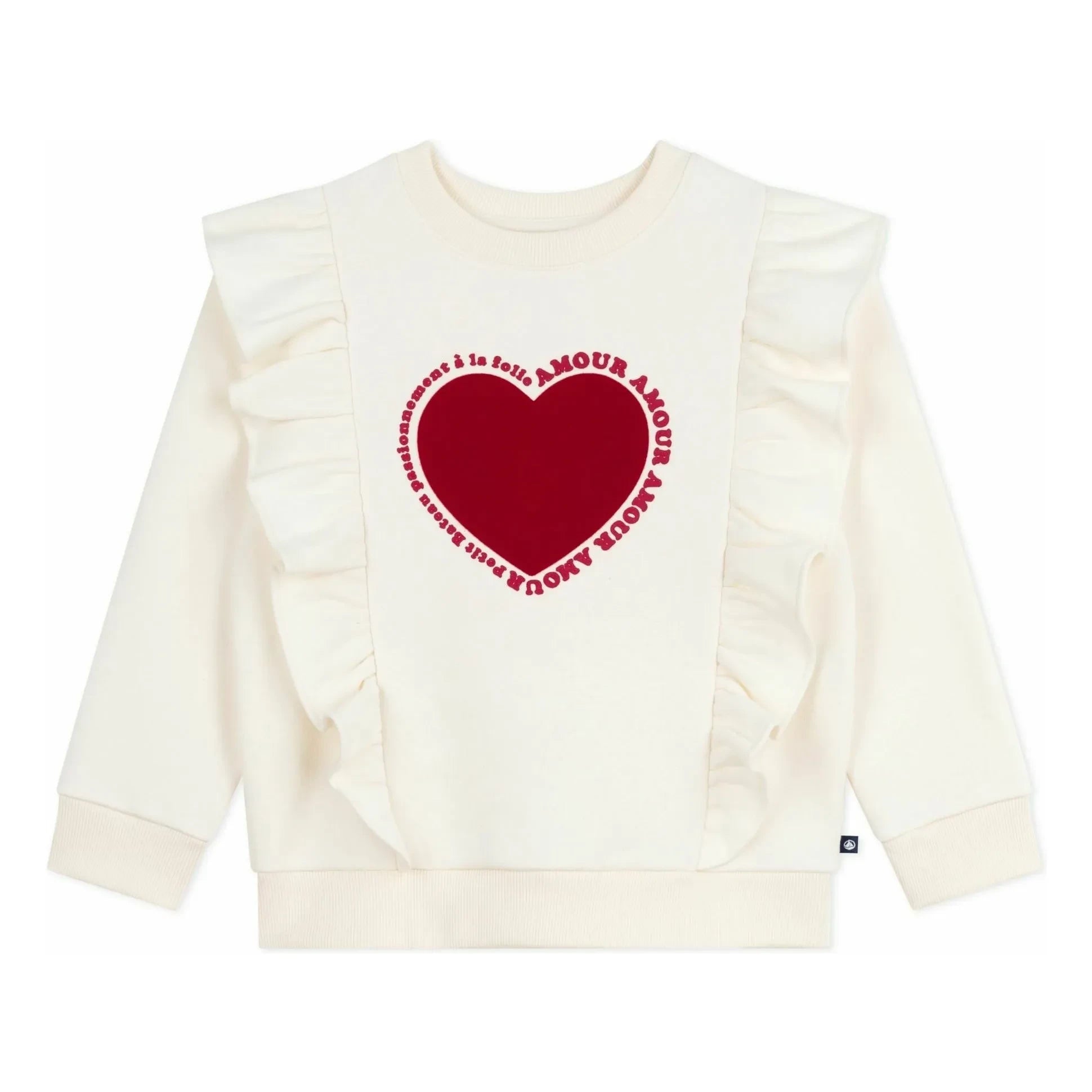 Petit Bateau - Sudadera de volantes con corazón | Crudo