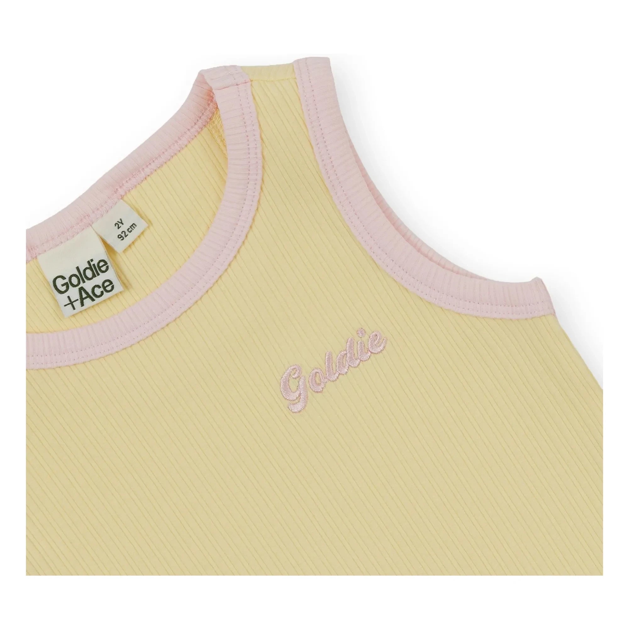 Goldie + Ace - Camiseta de tirantes acanalada en contraste | Amarillo