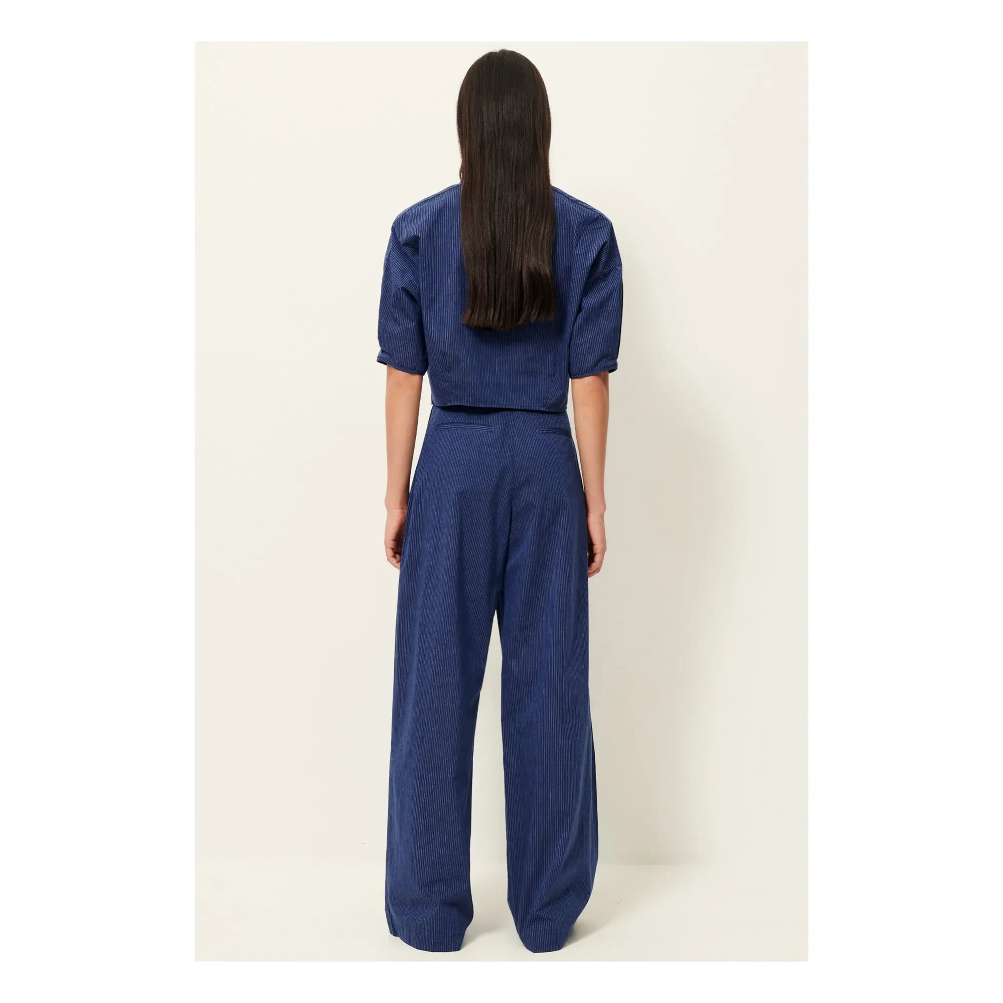 Sessùn - Pantalones de rayas de algodón Provencia | Azul marino