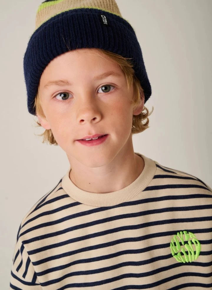 Tumble N'Dry - Conjunto de gorro y bufanda a rayas | Azul noche