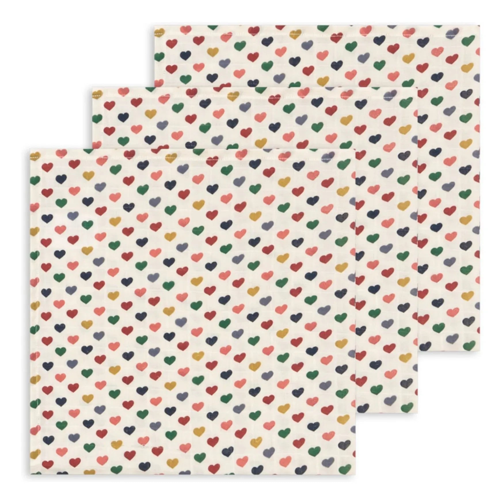 Konges Sløjd - Paños orgánicos de algodón Heart - Juego de 3