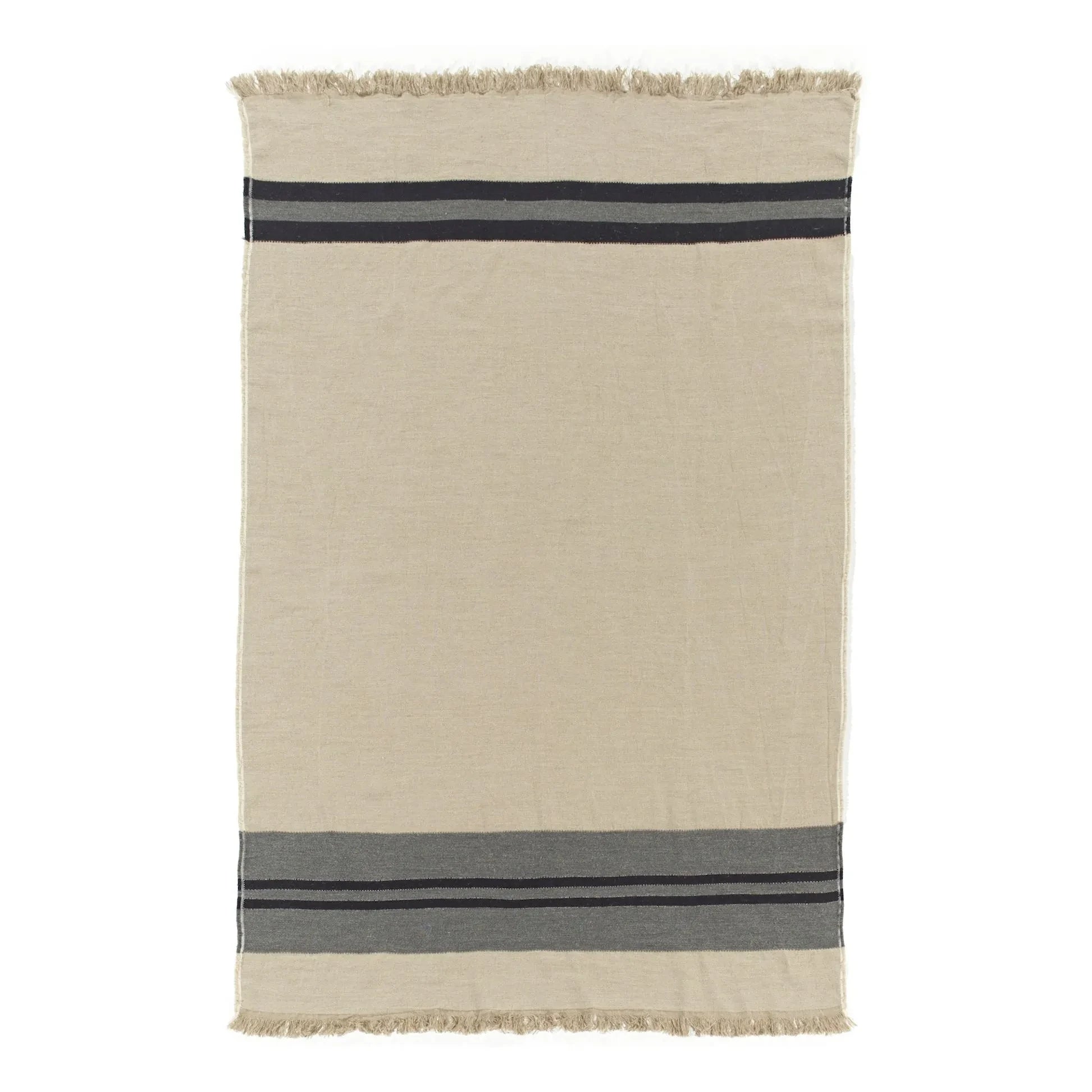Libeco - Manta de lino Black House Stripe | Carbón