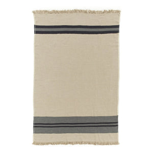 Libeco - Manta de lino Black House Stripe | Carbón