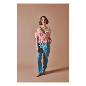 Emile et Ida - Blusa de algodón bordada con volantes | Rosa