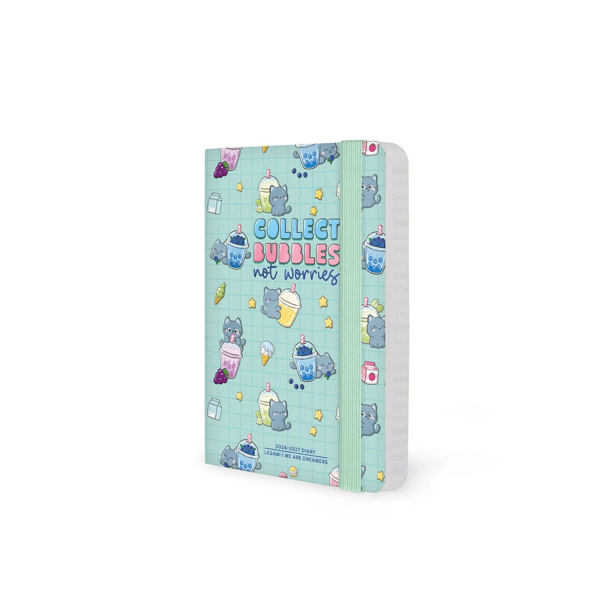 Legami - Agenda Fotográfica Semanal de 16 Meses 2026/2027 - Té de Burbuja de Gatito - Pequeña con Cuaderno