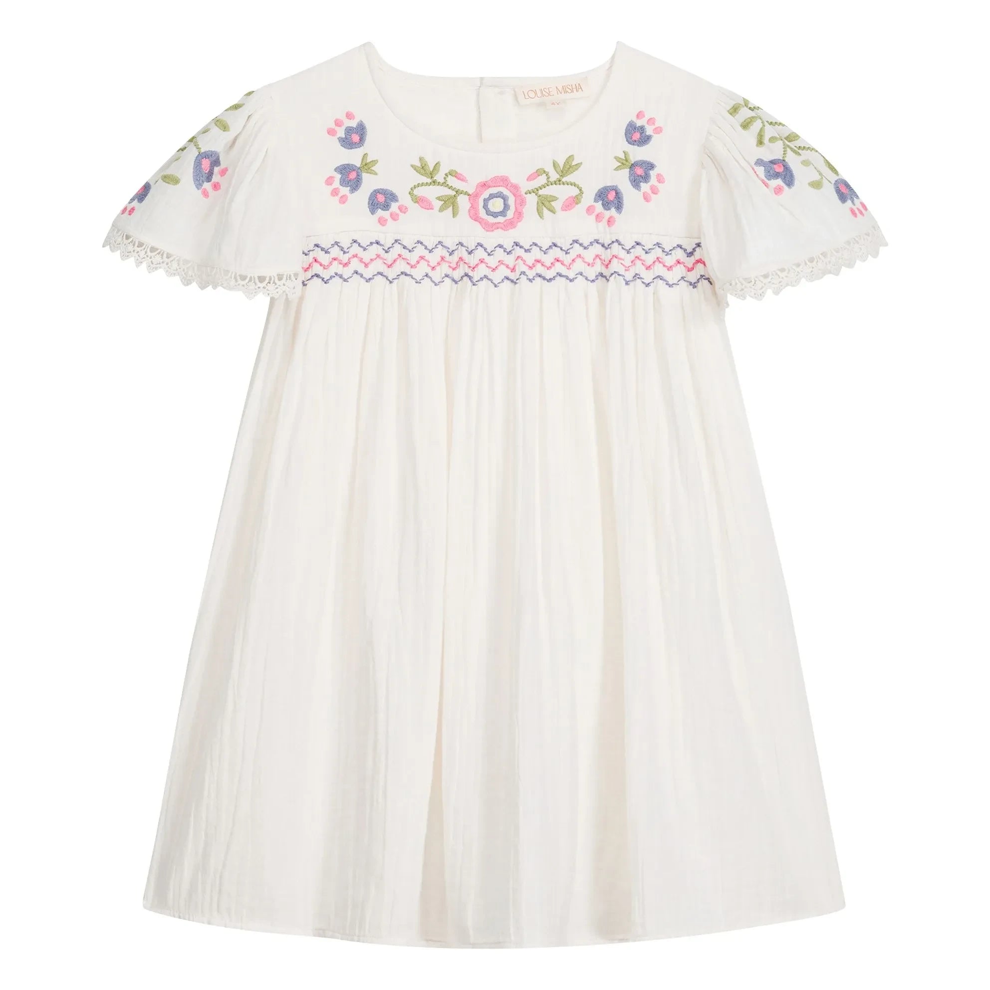 Louise Misha - Vestido bordado Ana Algodón orgánico | Blanco