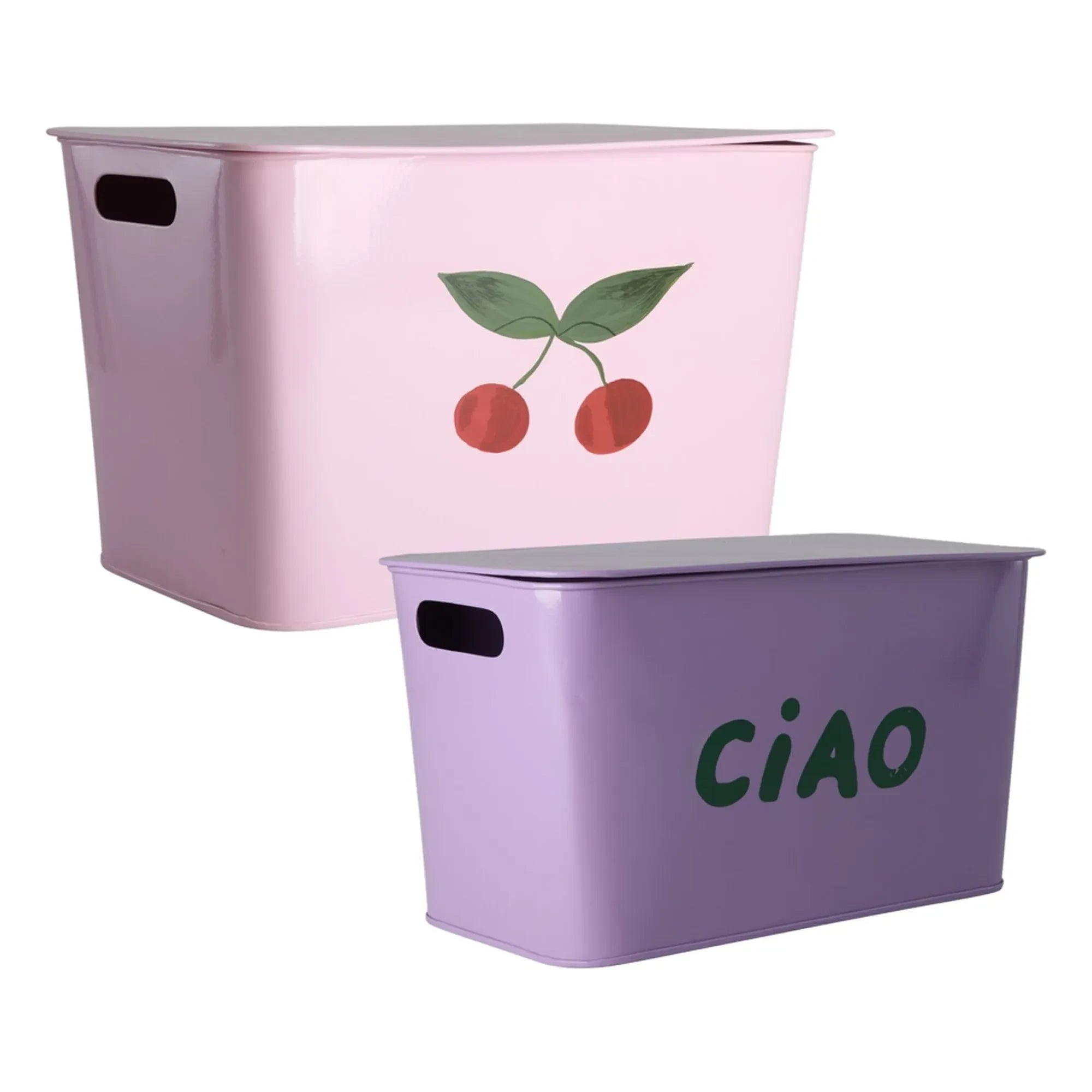 Rice - Cajas de almacenamiento de pared - Juego de 2 | Rosa