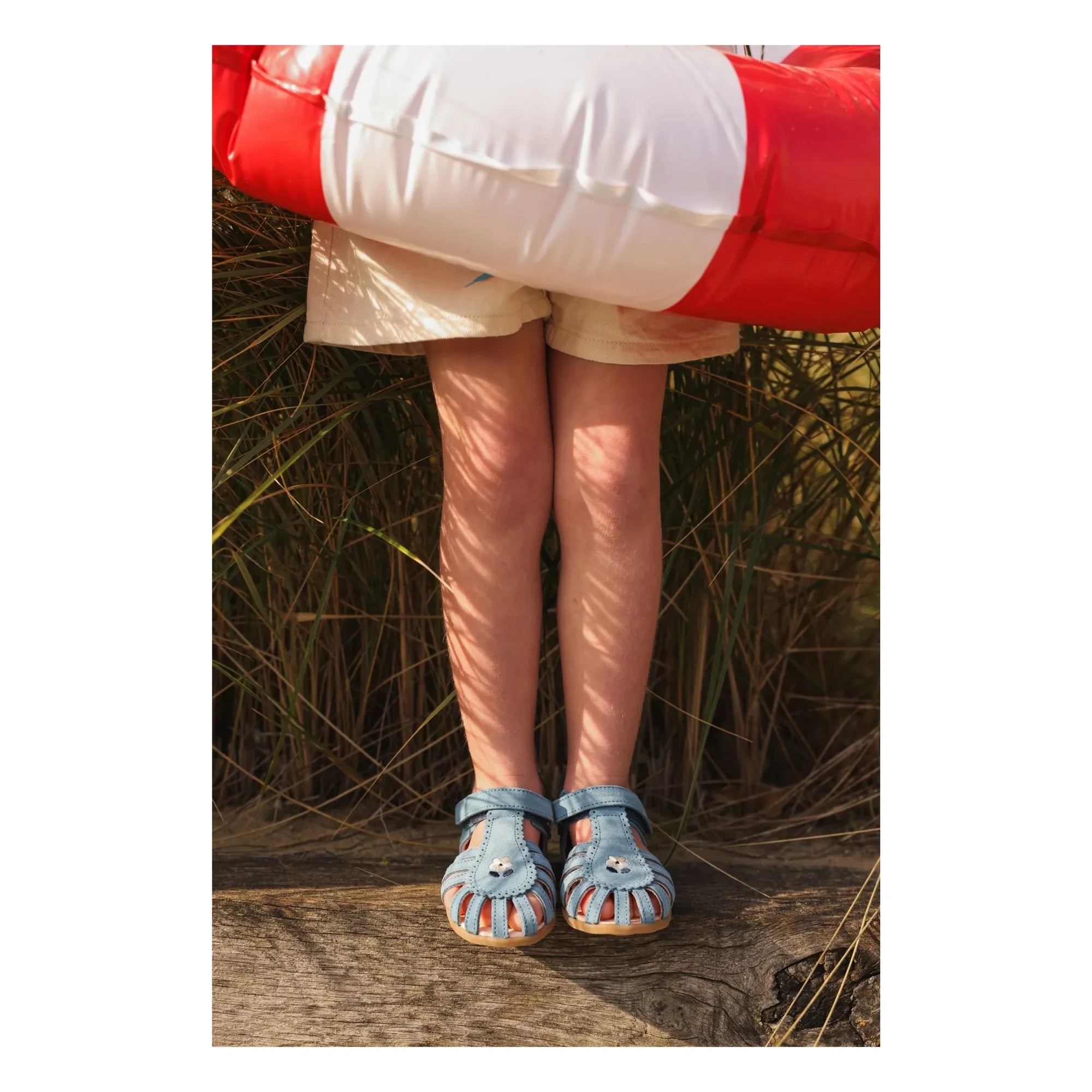 Lazare - Sandalias bordadas de ante Colette Fleur | Azul denim