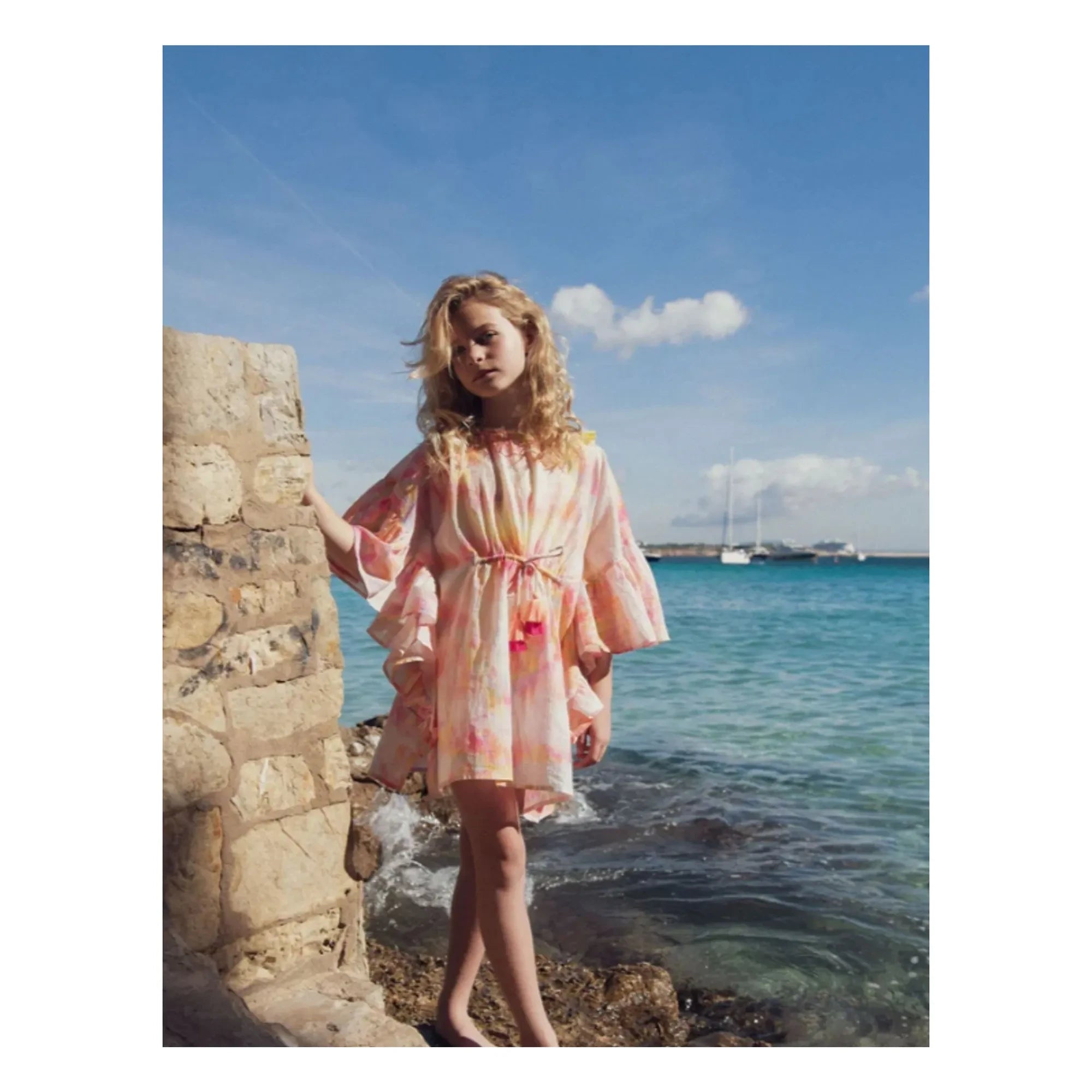 Lison Paris - Caftán Daiquiri con cordones y metalizado batik | Rosa