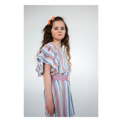 Repose AMS - Vestido a rayas con volantes de Tencel | Blanco