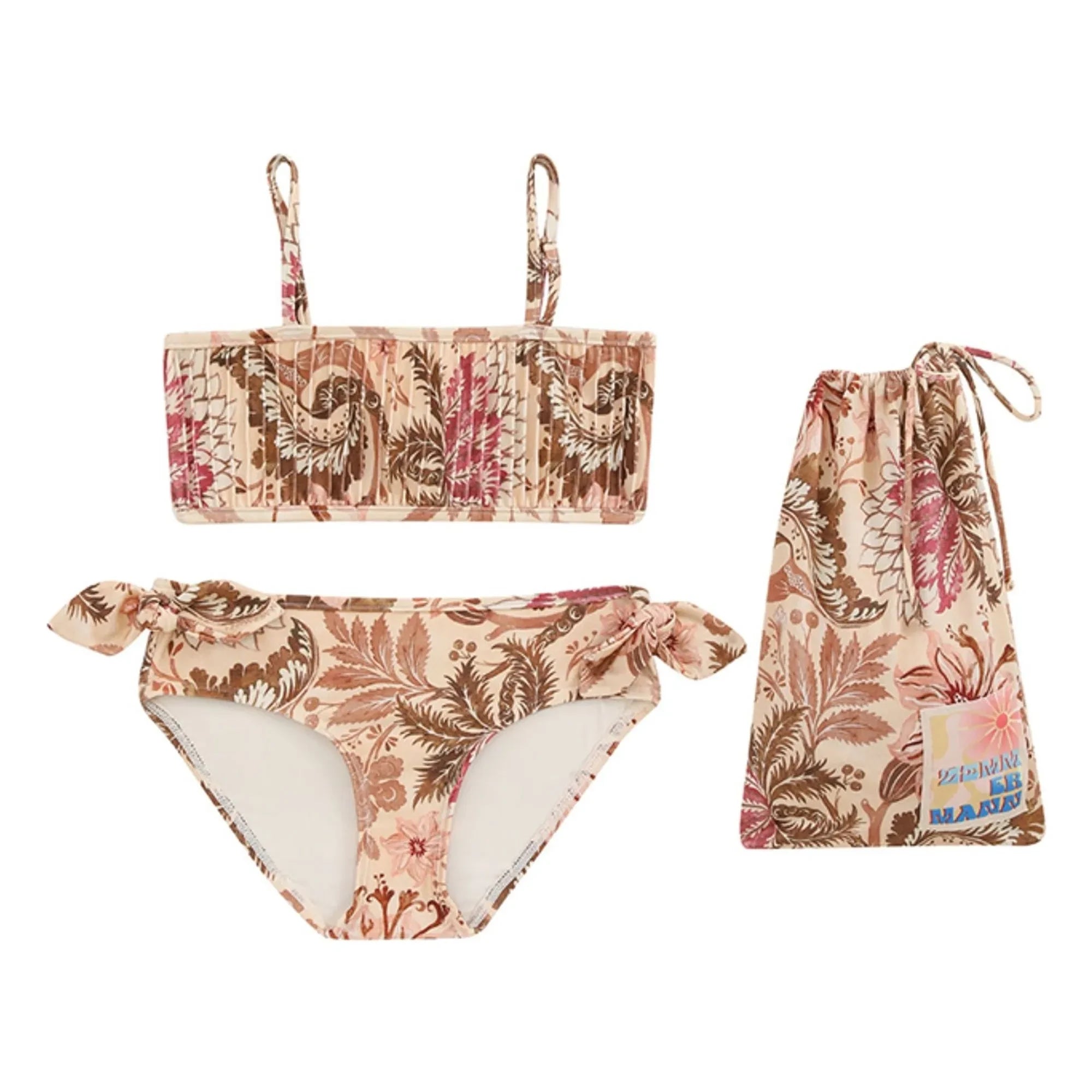 Zimmermann - Traje de baño anudado con flores a la luz del sol | Rosa pálido