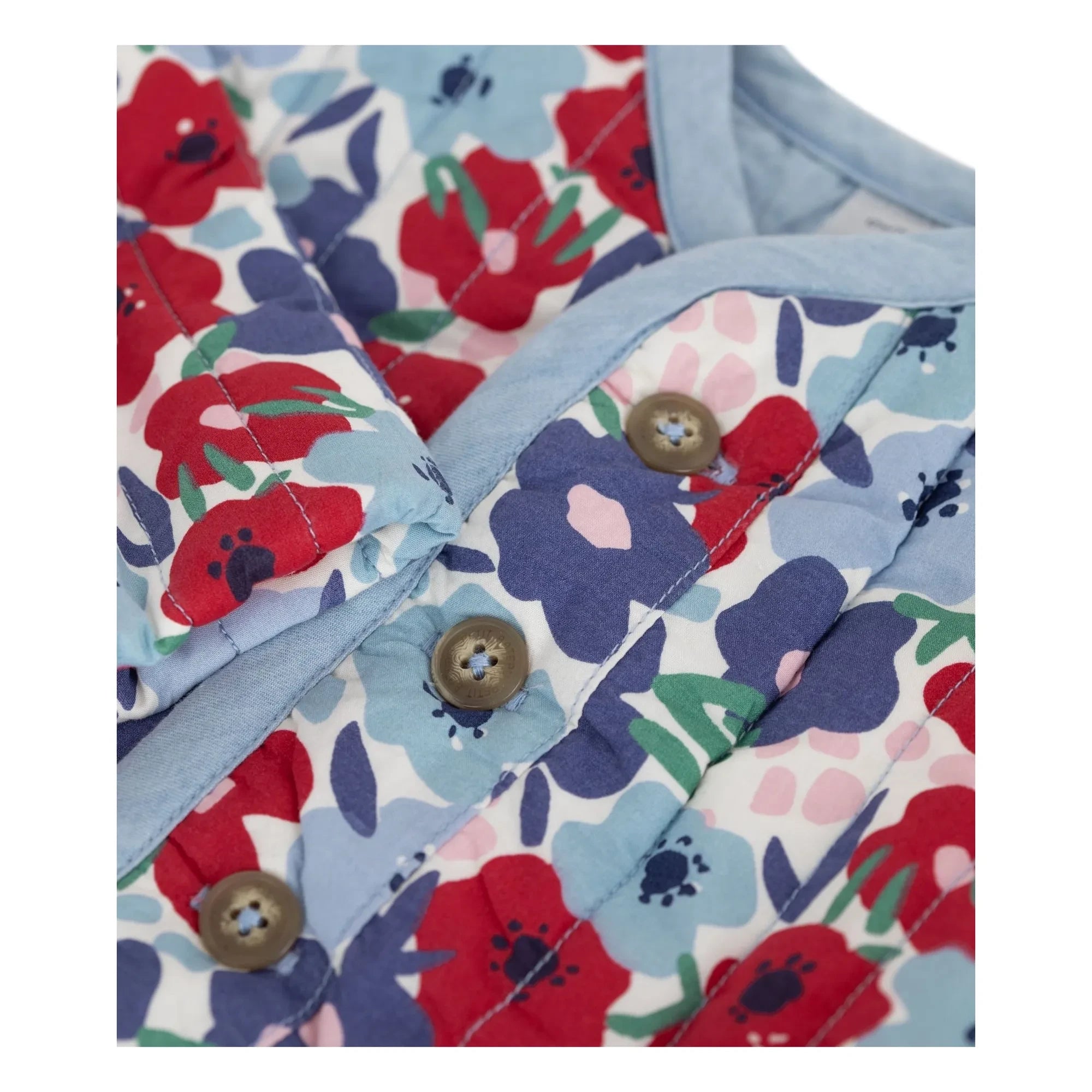Petit Bateau - Chaqueta acolchada de algodón orgánico Fleurie | Azul
