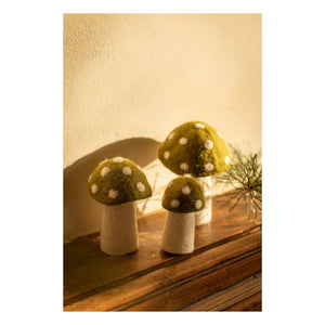 Muskhane - Set de 3 champiñones de fieltro Dotty | Verde