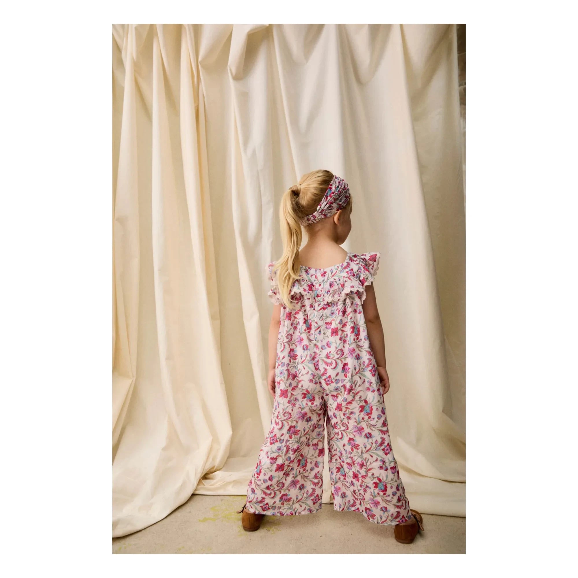 Louise Misha - Cinta de pelo floral de algodón orgánico Yuriria | Crema