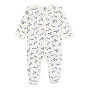 Petit Bateau - Pijama de dormir cebra de algodón orgánico | Crudo