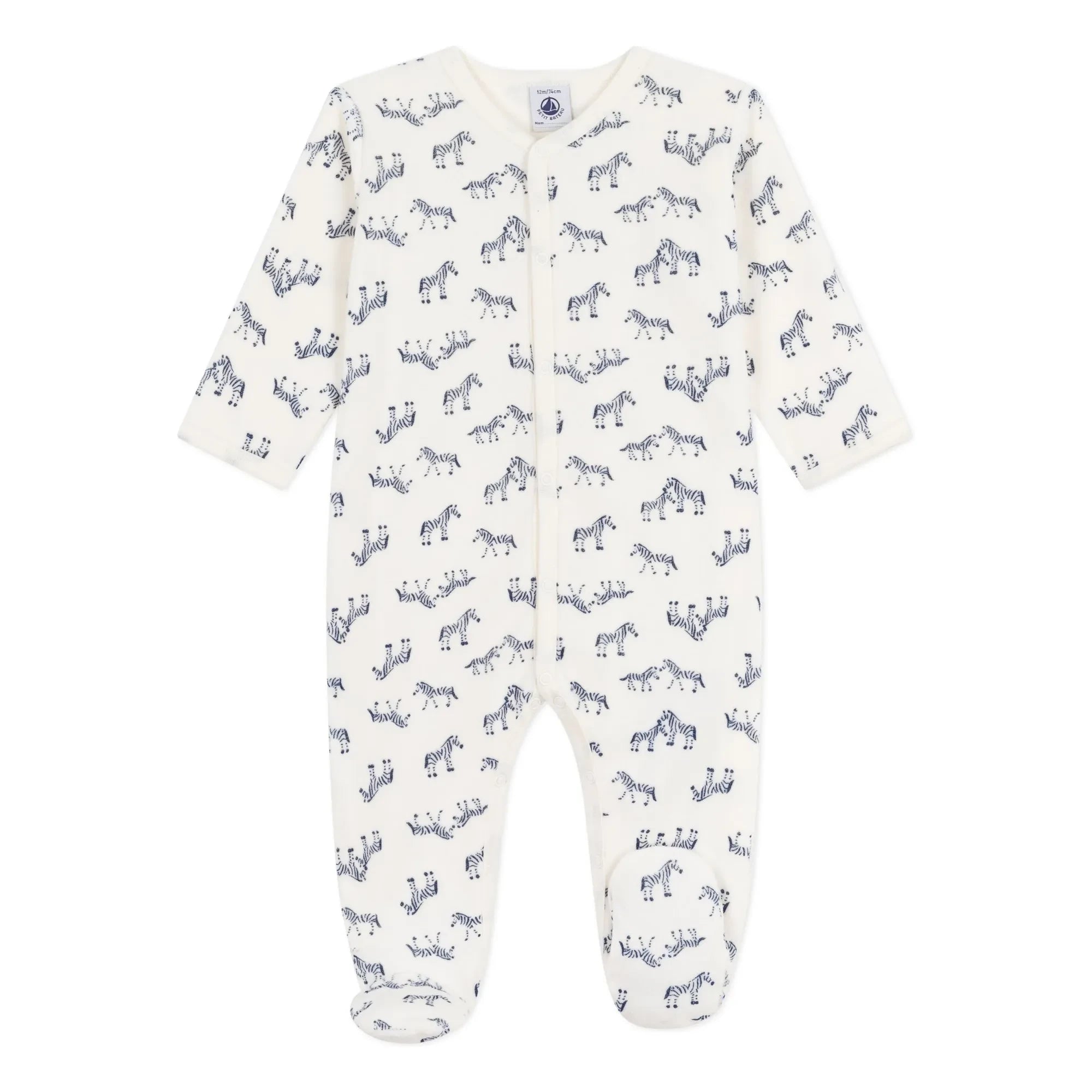 Petit Bateau - Pijama de dormir cebra de algodón orgánico | Crudo