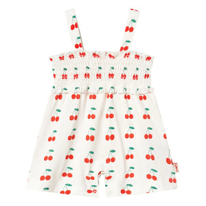 Tinycottons - Mono de algodón con estampado de cerezas | Blanco