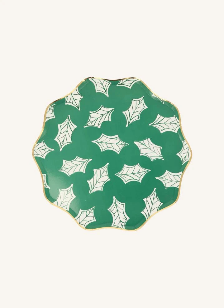 Meri Meri - Platos grandes de Navidad con diseño de Block Print - set de 8