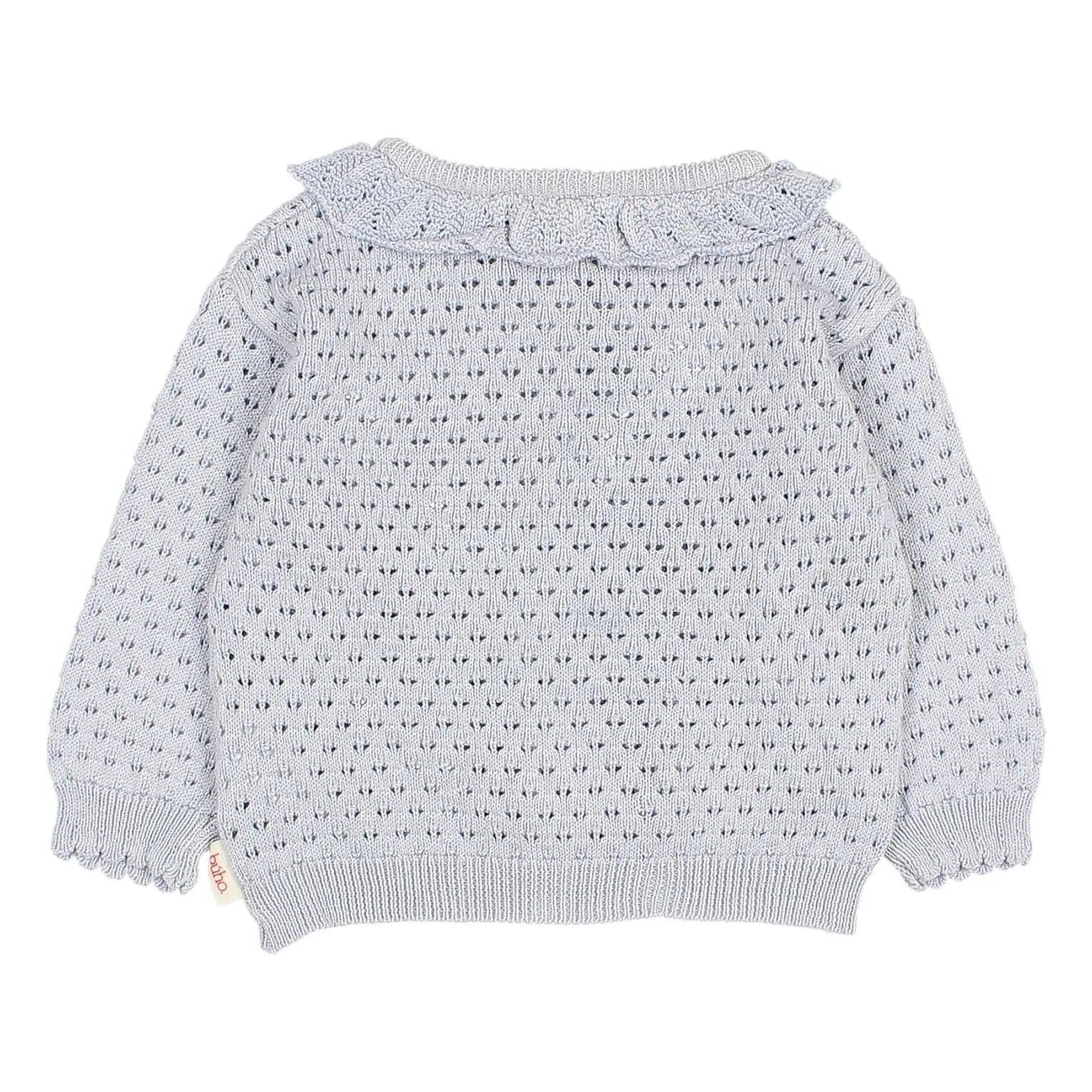 Búho - Cárdigan Pointelle Boho de Algodón Orgánico | Azul claro