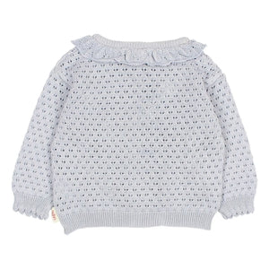Búho - Cárdigan Pointelle Boho de Algodón Orgánico | Azul claro
