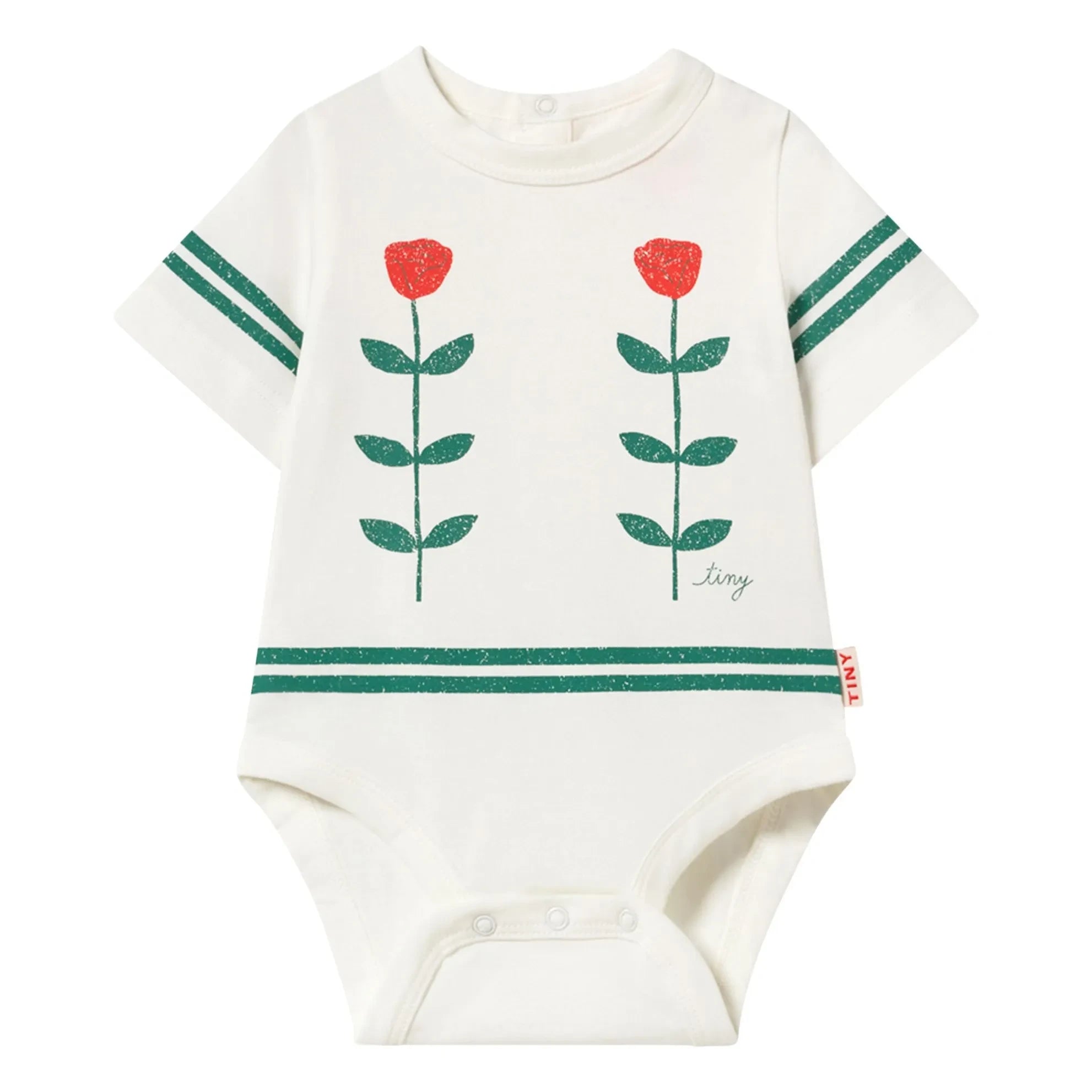 Tinycottons - Body Rosas de Algodón Orgánico | Blanco