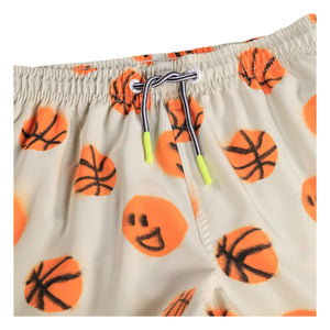 Molo - Bañador de fibra reciclada con estampado de balones de baloncesto Niko | Beige