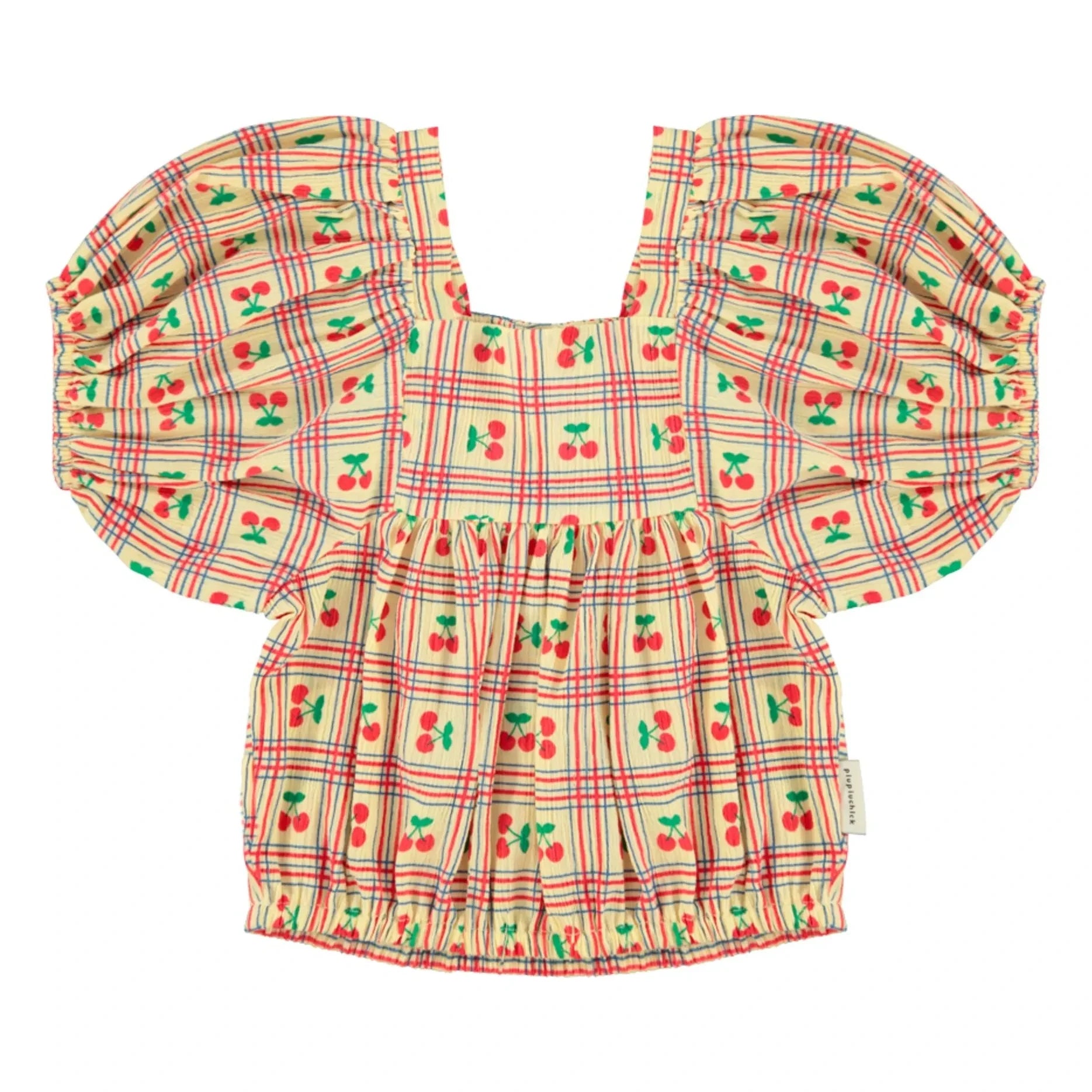 Piupiuchick - Amarillo | Blusa con volante y estampado de cerezas
