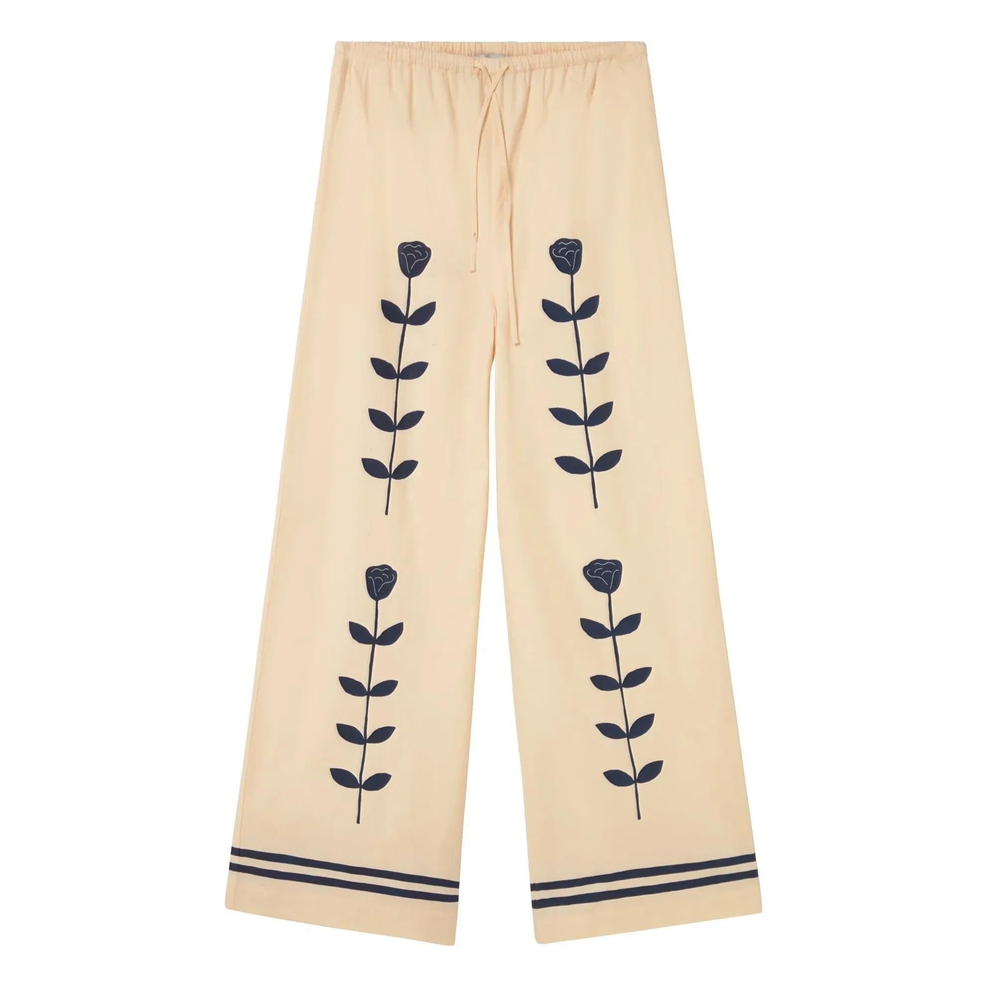 The Tiny Big Sister - Pantalones de lino y algodón elásticos | Crema