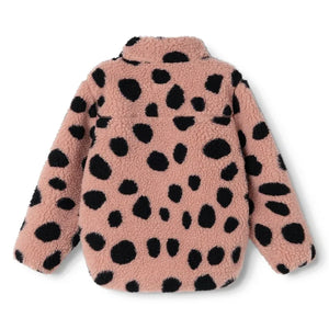 Liewood - Chaqueta Noam estilo sherpa con estampado de leopardo hecha de fibras recicladas | Rosa