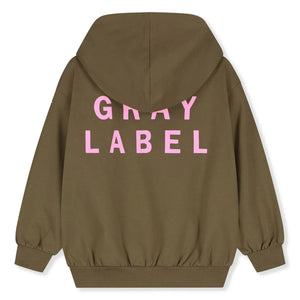 Gray Label - Sudadera con Cremallera Algodón Orgánico Gris Etiqueta | Marrón