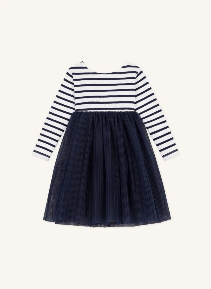 Petit Bateau - Tül Çizgili Elbise | Lacivert